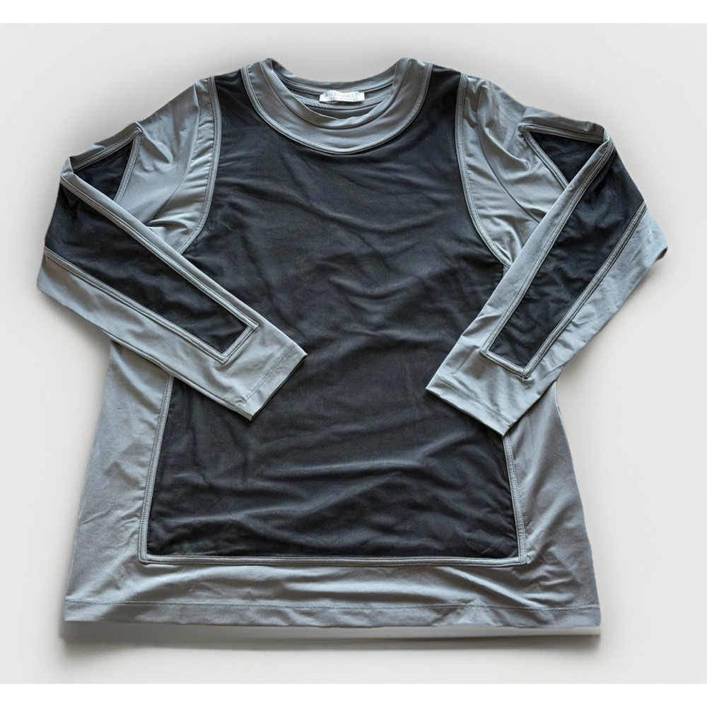 Anatomie Laylin Jersey Mesh Top Size XL Grey Black Long Sleeve Streetwear Biker